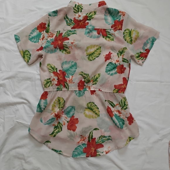 MILEAGE women'sCream and Red Peplum Blouse with Mandarin Collar Size L - Picture 9 of 9